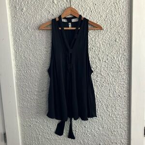 Free People Intimately Black Sleeveless Silky Flowy Tank Top
